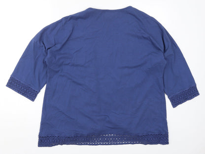 Atlas Womens Blue V-Neck  Cotton Cardigan Jumper Size 12