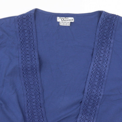 Atlas Womens Blue V-Neck  Cotton Cardigan Jumper Size 12