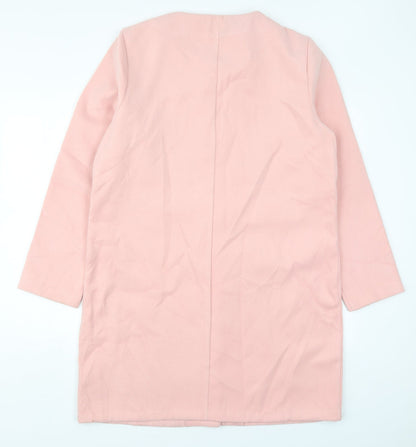 Back view of Just Fab women’s pink pea coat coat, size XL, button