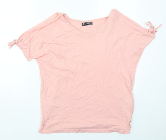 Avenue Womens Pink  Cotton Basic T-Shirt Size 12 V-Neck