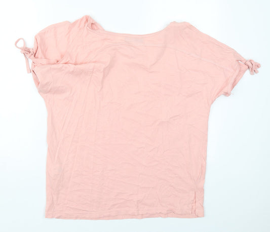 Avenue Womens Pink  Cotton Basic T-Shirt Size 12 V-Neck