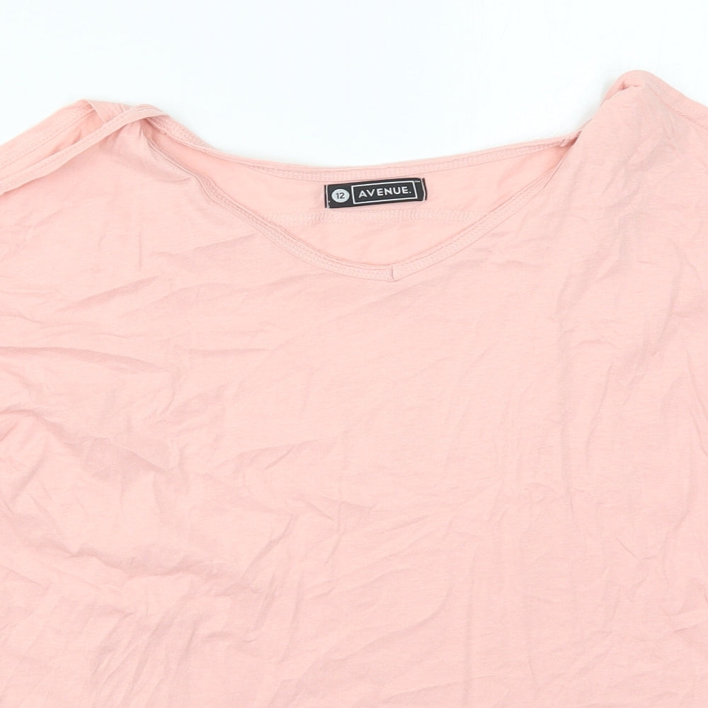 Avenue Womens Pink  Cotton Basic T-Shirt Size 12 V-Neck
