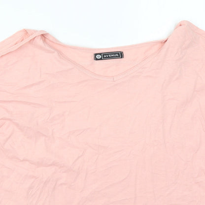 Avenue Womens Pink  Cotton Basic T-Shirt Size 12 V-Neck