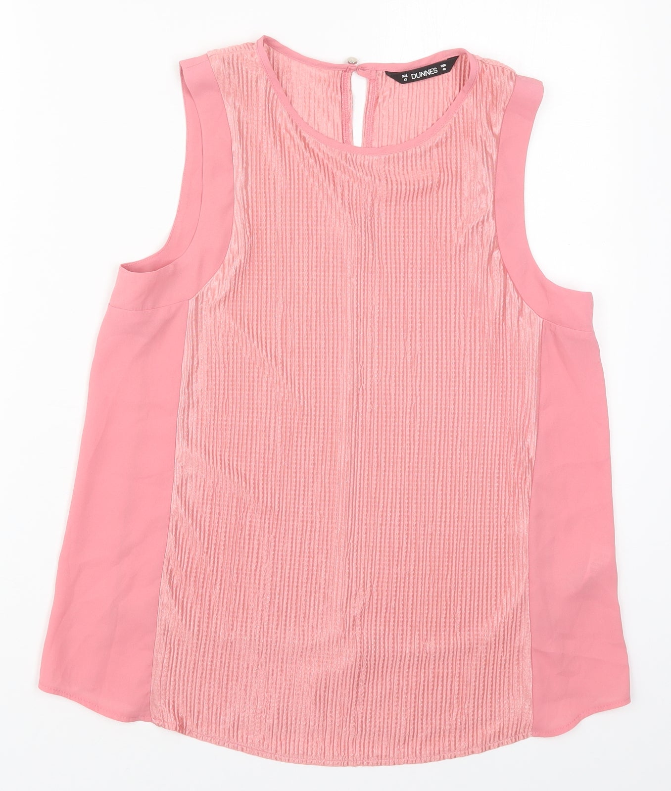 Dunnes Womens Pink  Polyester Basic Tank Size 12 Round Neck