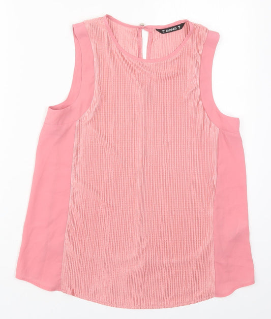 Dunnes Womens Pink  Polyester Basic Tank Size 12 Round Neck