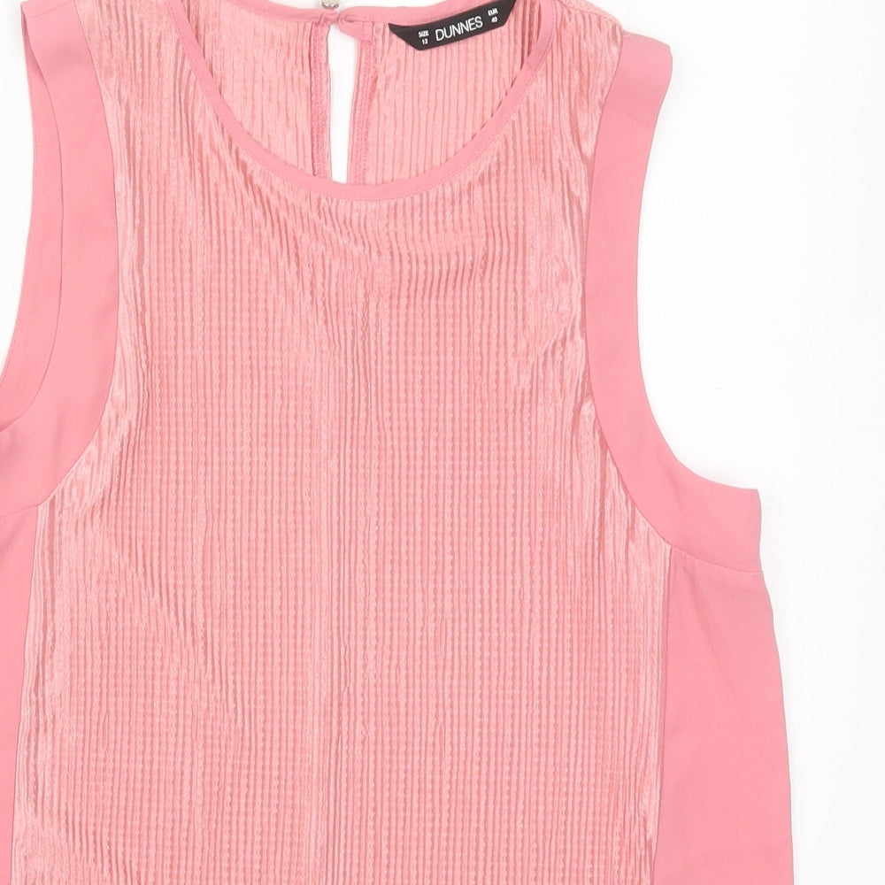 Dunnes Womens Pink  Polyester Basic Tank Size 12 Round Neck