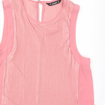 Dunnes Womens Pink  Polyester Basic Tank Size 12 Round Neck