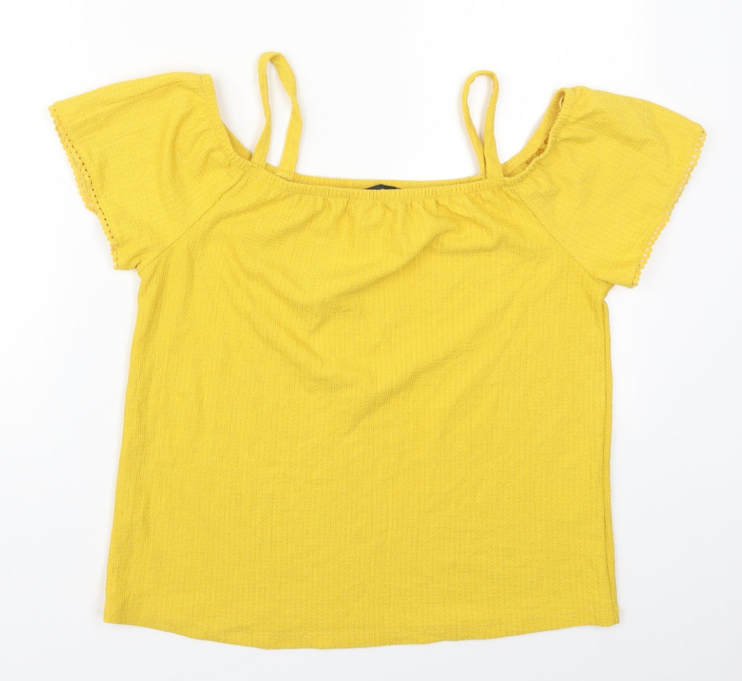 Womens UK Size 12 Matalan Yellow Basic T-Shirt