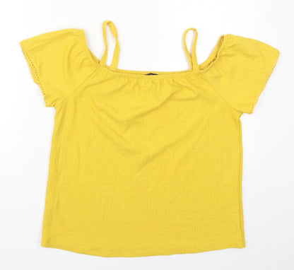 Womens UK Size 12 Matalan Yellow Basic T-Shirt