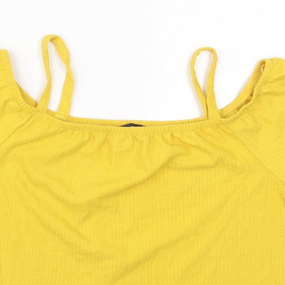 Womens UK Size 12 Matalan Yellow Basic T-Shirt