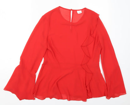 Womens UK Size 14 Preworn Red Basic Blouse