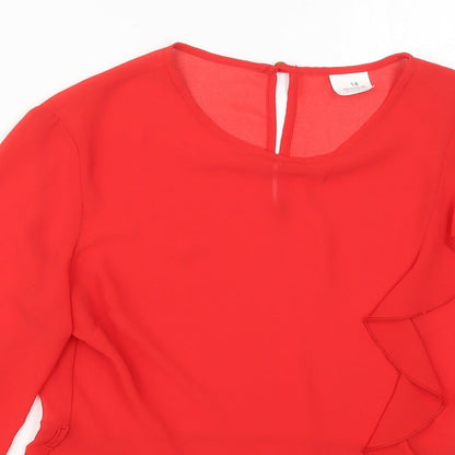Womens UK Size 14 Preworn Red Basic Blouse
