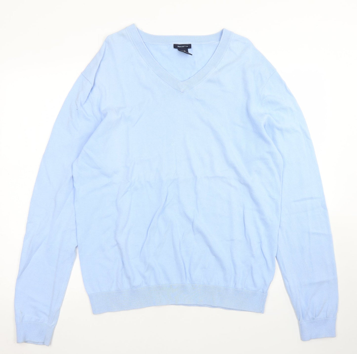 Gap Mens Blue V-Neck  Cotton Pullover Jumper Size L