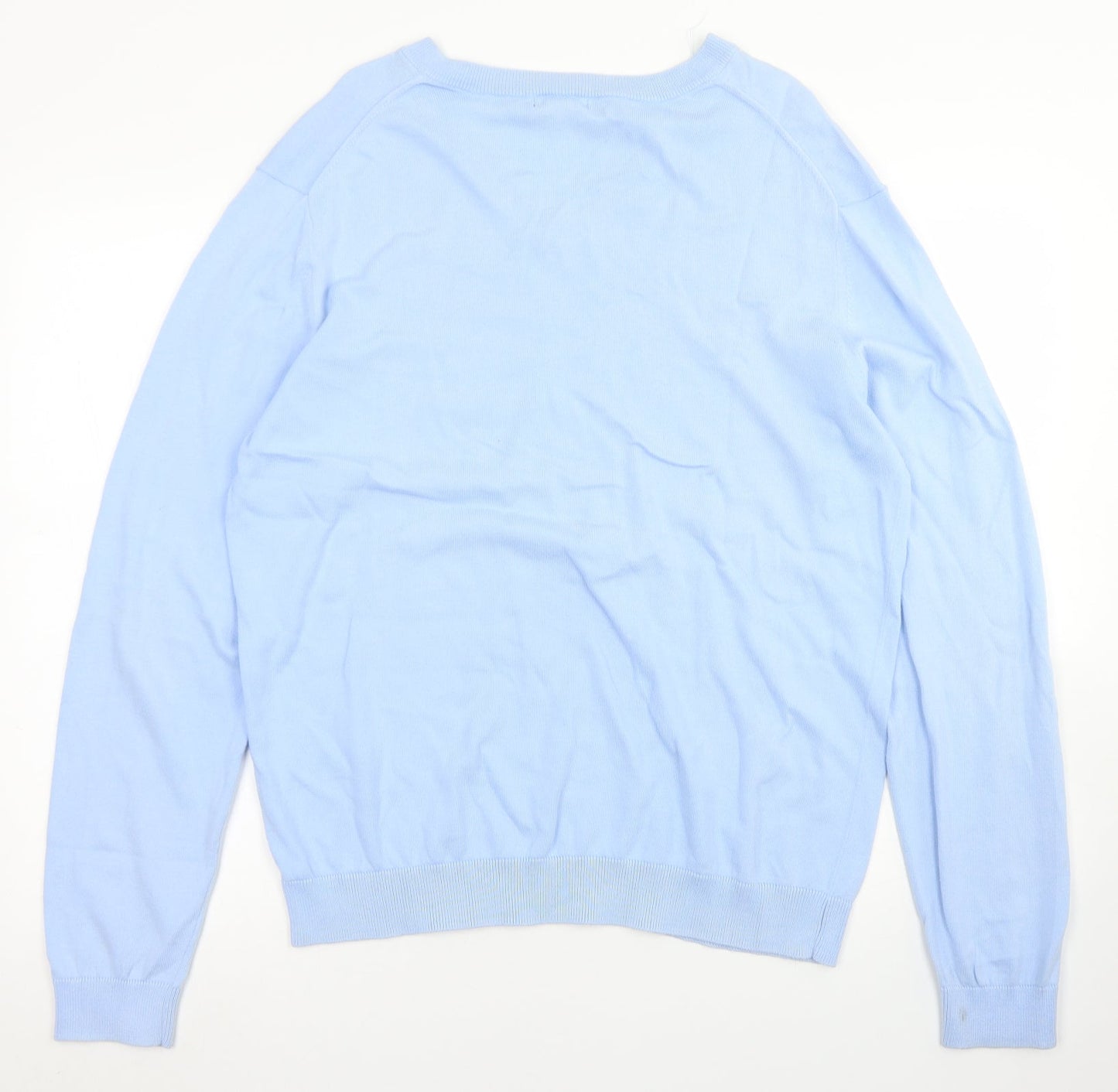 Gap Mens Blue V-Neck  Cotton Pullover Jumper Size L