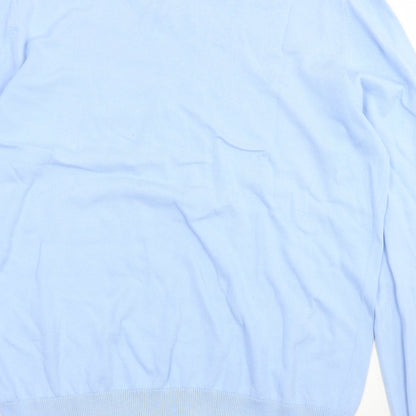 Gap Mens Blue V-Neck  Cotton Pullover Jumper Size L