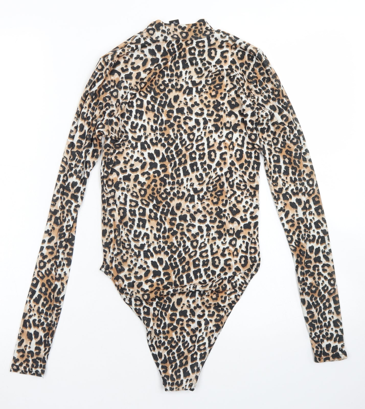 New Look Womens Brown Animal Print Polyester Bodysuit One-Piece Size 6  Snap