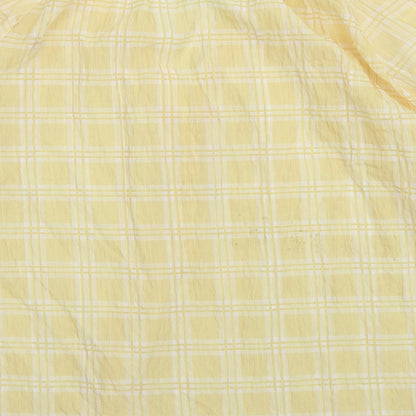 Primark Womens Yellow Check Polyester Cropped Blouse Size 10 Round Neck