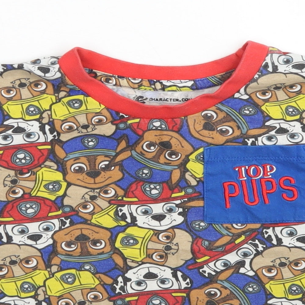 Character.Com Boys Blue Spotted Cotton Basic T-Shirt Size 5 Years Crew Neck  - Paw Patrol