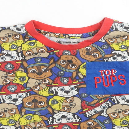 Character.Com Boys Blue Spotted Cotton Basic T-Shirt Size 5 Years Crew Neck  - Paw Patrol