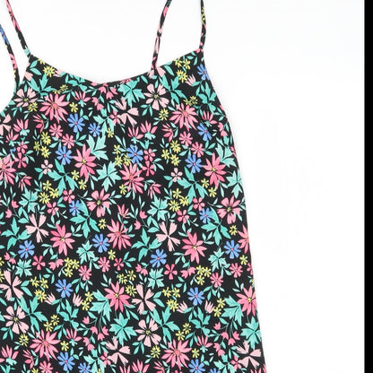 Primark Womens Black Floral Polyester A-Line  Size 12  V-Neck