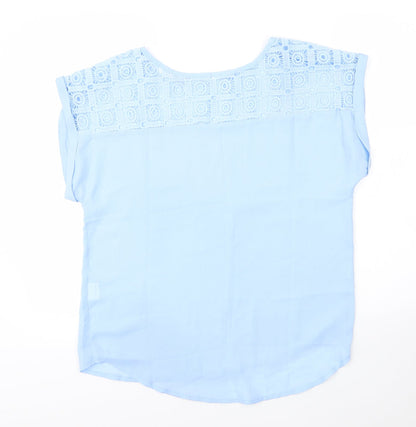 SheIn Womens Blue  Polyester Basic Blouse Size M Round Neck