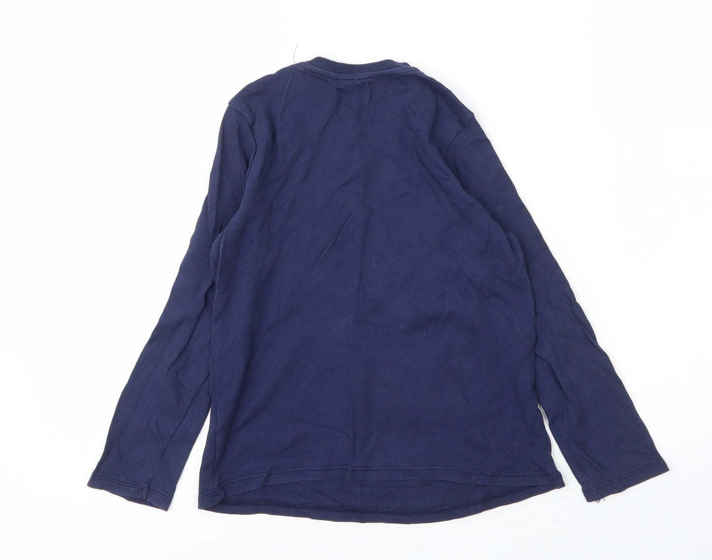 George Girls Blue  Cotton Basic T-Shirt Size 8 Years Round Neck  - Christmas