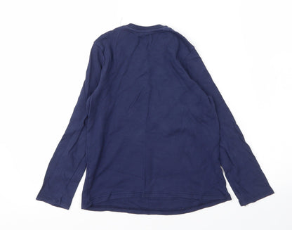 George Girls Blue  Cotton Basic T-Shirt Size 8 Years Round Neck  - Christmas