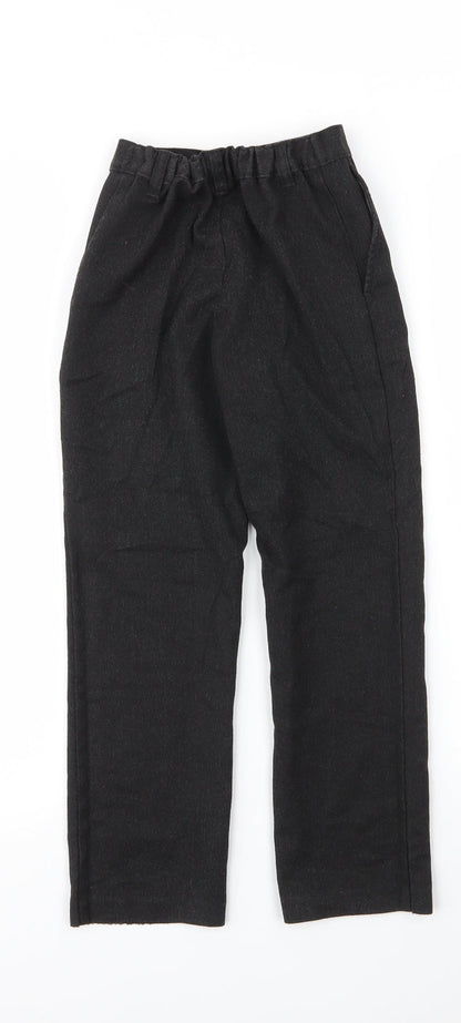 Back view of George boys’ grey polyester carpenter trousers, size 6, years regular zip