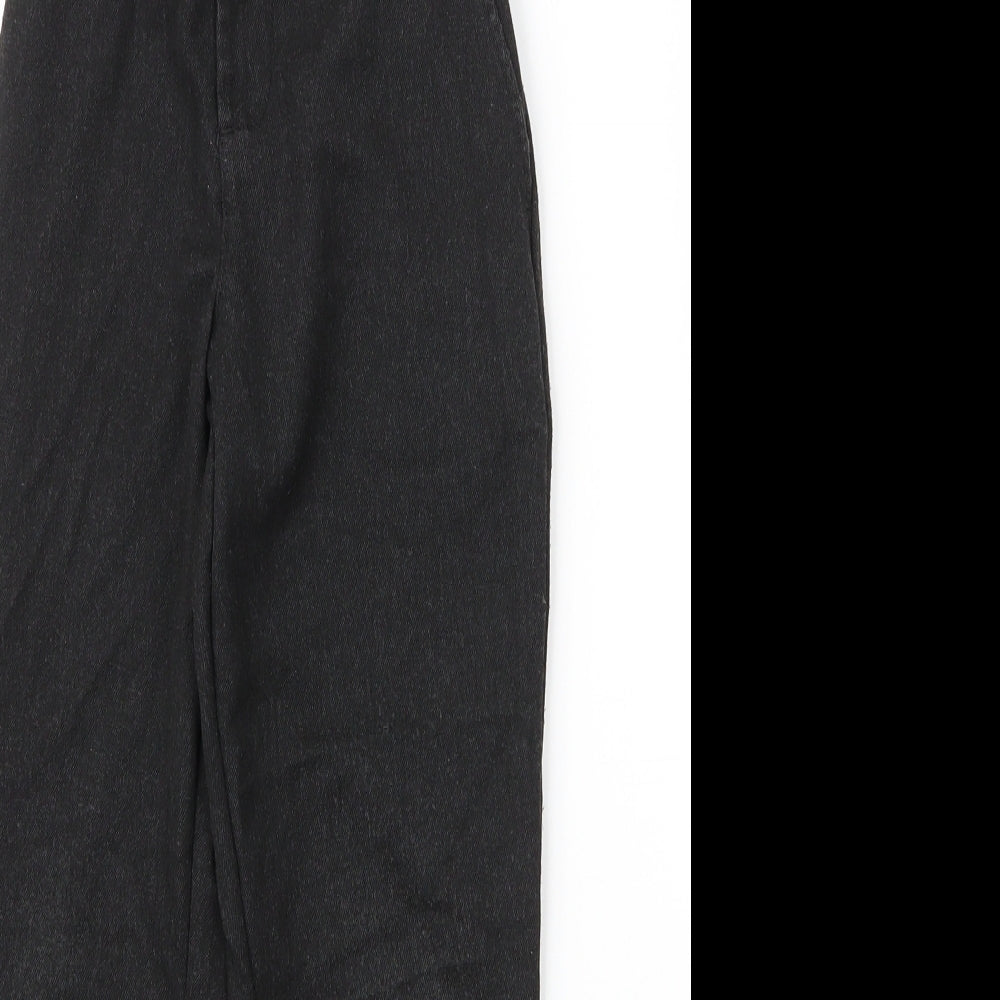 Close-up detail of George boys’ grey polyester carpenter trousers, size 6, years regular zip