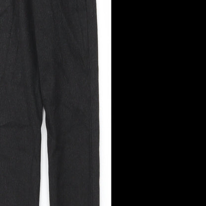 Brand and care label for George boys’ grey polyester carpenter trousers, size 6, years regular zip