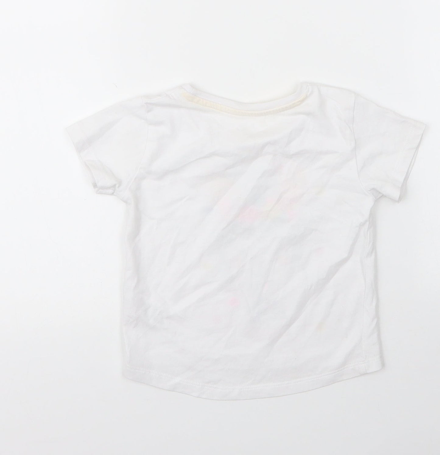Matalan Girls White  Cotton Basic T-Shirt Size 12 Months Round Neck