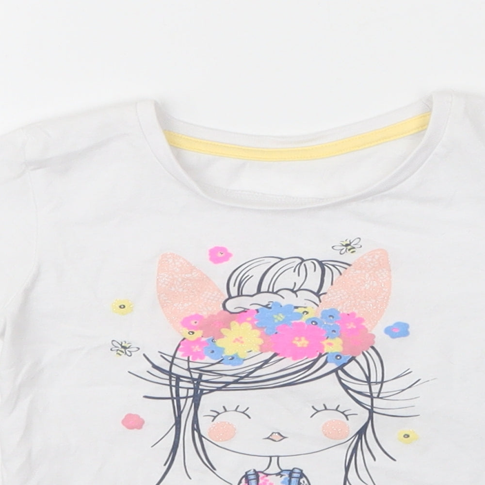 Matalan Girls White  Cotton Basic T-Shirt Size 12 Months Round Neck