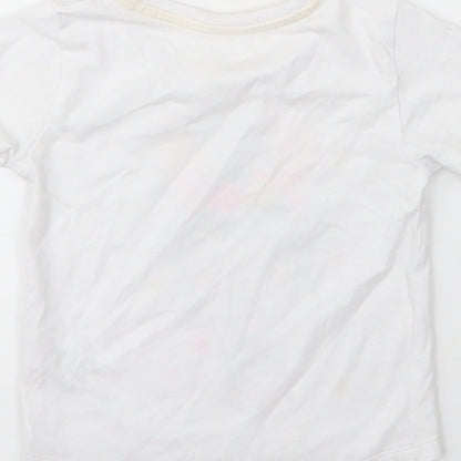 Matalan Girls White  Cotton Basic T-Shirt Size 12 Months Round Neck