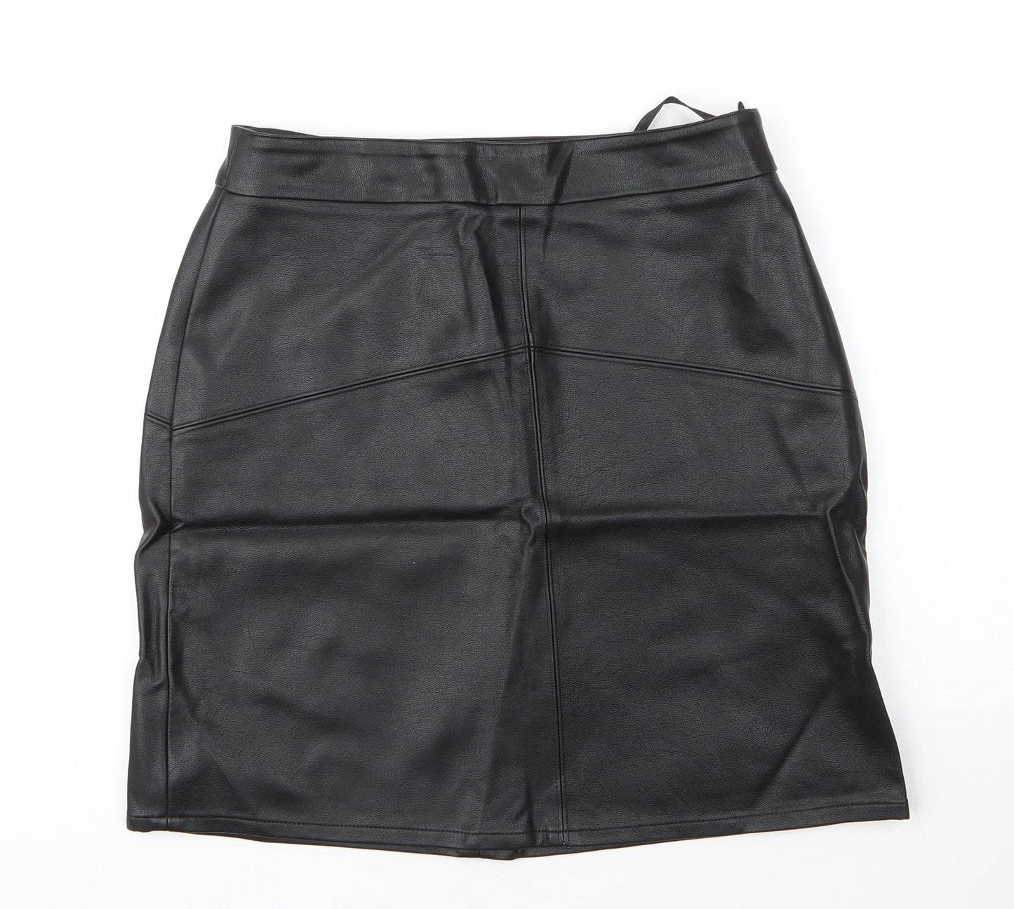 Papaya Womens Black  Polyurethane A-Line Skirt Size S   Zip