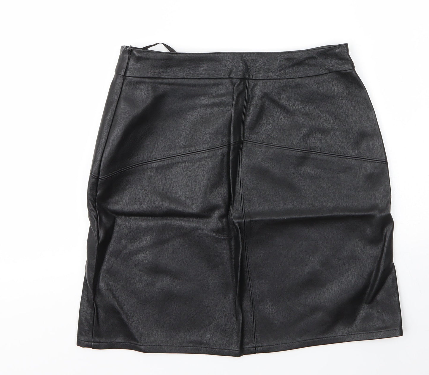 Papaya Womens Black  Polyurethane A-Line Skirt Size S   Zip