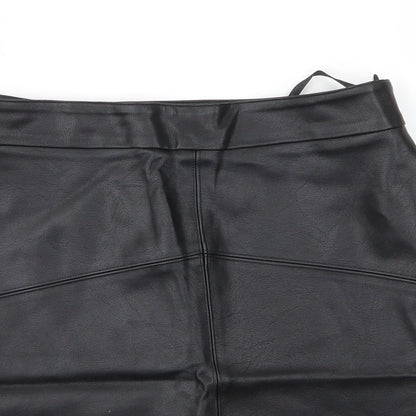 Papaya Womens Black  Polyurethane A-Line Skirt Size S   Zip