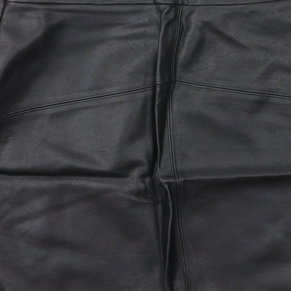 Papaya Womens Black  Polyurethane A-Line Skirt Size S   Zip