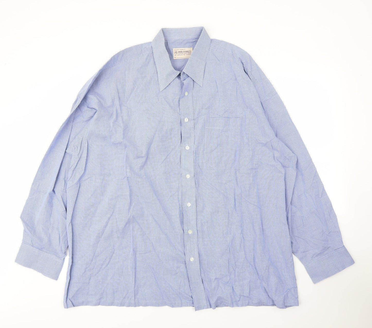 Mens UK Size XL Ming Dynasty Blue  Button-Up Long Sleeve Casual Shirt