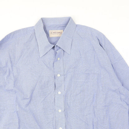 Mens UK Size XL Ming Dynasty Blue  Button-Up Long Sleeve Casual Shirt