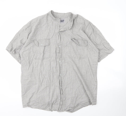 Mens UK Size XL Jeans Yur Barceona Grey  Button-Up Short Sleeve Casual Shirt