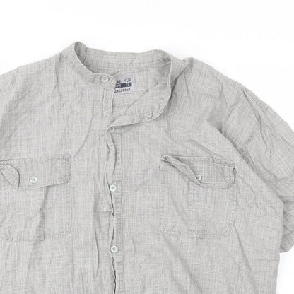 Mens UK Size XL Jeans Yur Barceona Grey  Button-Up Short Sleeve Casual Shirt