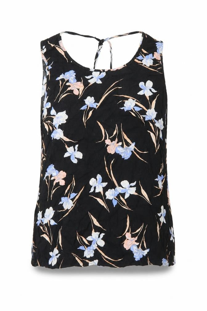 F&F Womens Black Floral Viscose Basic Blouse Size 14 V-Neck