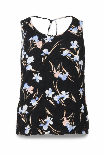 F&F Womens Black Floral Viscose Basic Blouse Size 14 V-Neck
