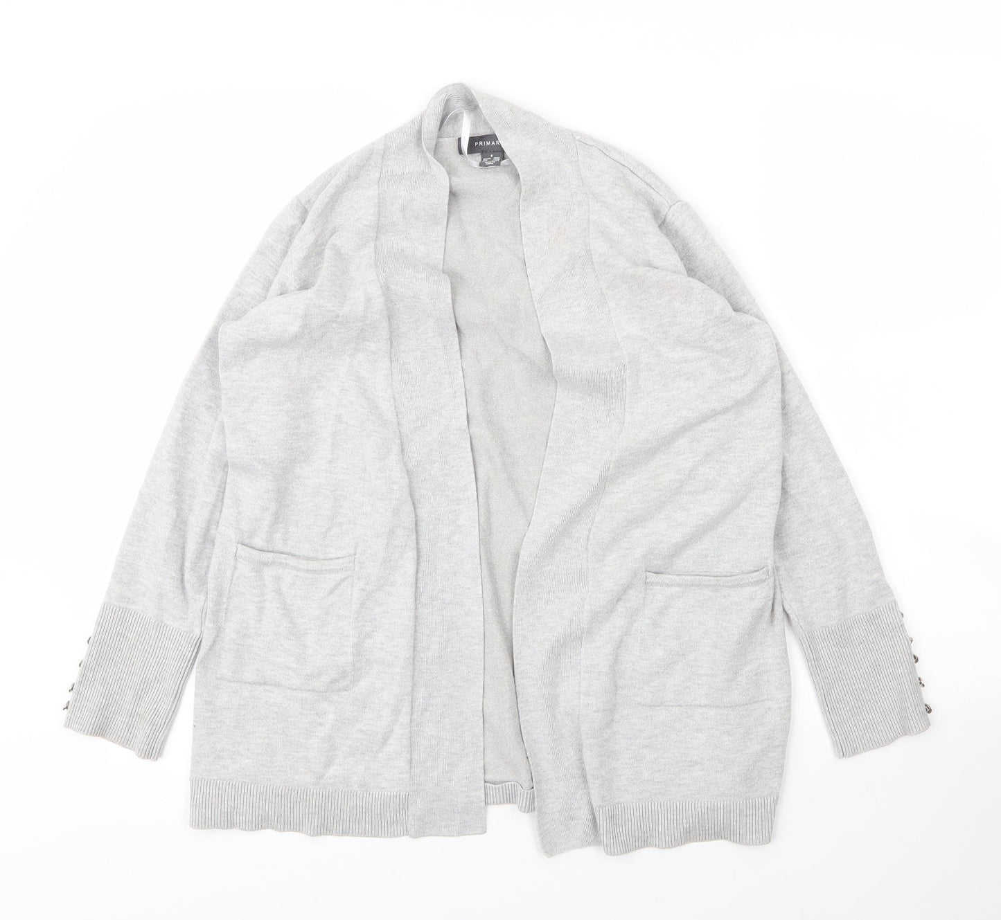 Primark Womens Grey V-Neck  Viscose Cardigan Jumper Size S