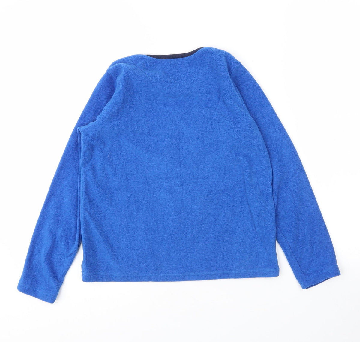 Back view of Matalan boys’ blue round neck polyester jumper, size 10, years