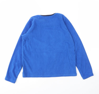 Back view of Matalan boys’ blue round neck polyester jumper, size 10, years