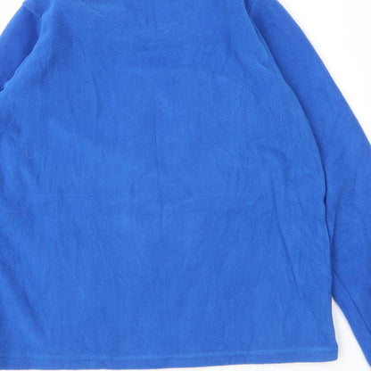 Brand and care label for Matalan boys’ blue round neck polyester jumper, size 10, years