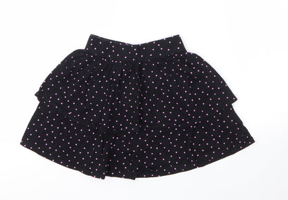 George Girls Black  Cotton A-Line Skirt Size 7 Years  Regular