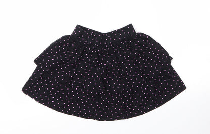 George Girls Black  Cotton A-Line Skirt Size 7 Years  Regular
