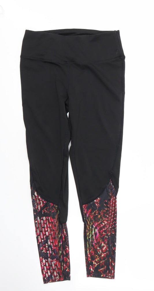 Workout Womens Black  Polyester Compression Leggings Size S L24 in Regular
